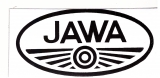 Nálepka  Jawa oválna čierný nápis na bielom pozadí