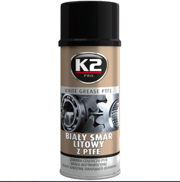 K2 WHITE GREASE PTFE 400 ml - aerosolové mazivo na lítiovej báze -biela vazelína